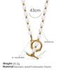 Stainless Steel Freshwater Pearl OT Buckle Necklace Bracelet Set Simple Gold Plated Necklace Bracelet