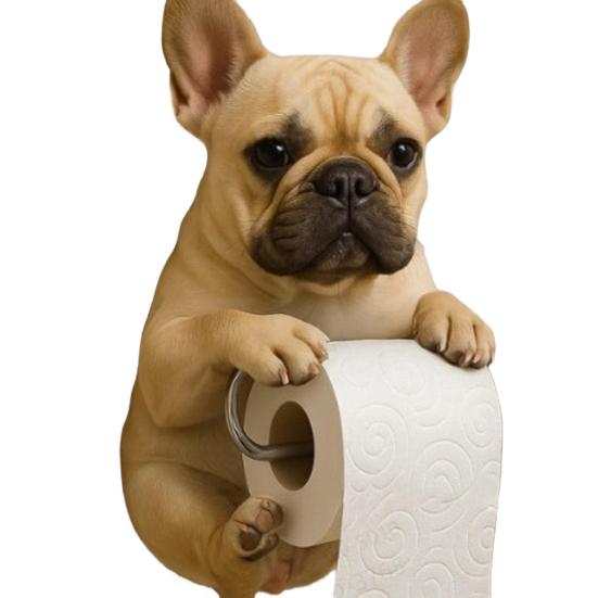 Wall Mount Toilet Paper Holder Easy To Install Dog Shape Design Funny 3D Printed Towel Holder Paper Rack Bathroom Decoration