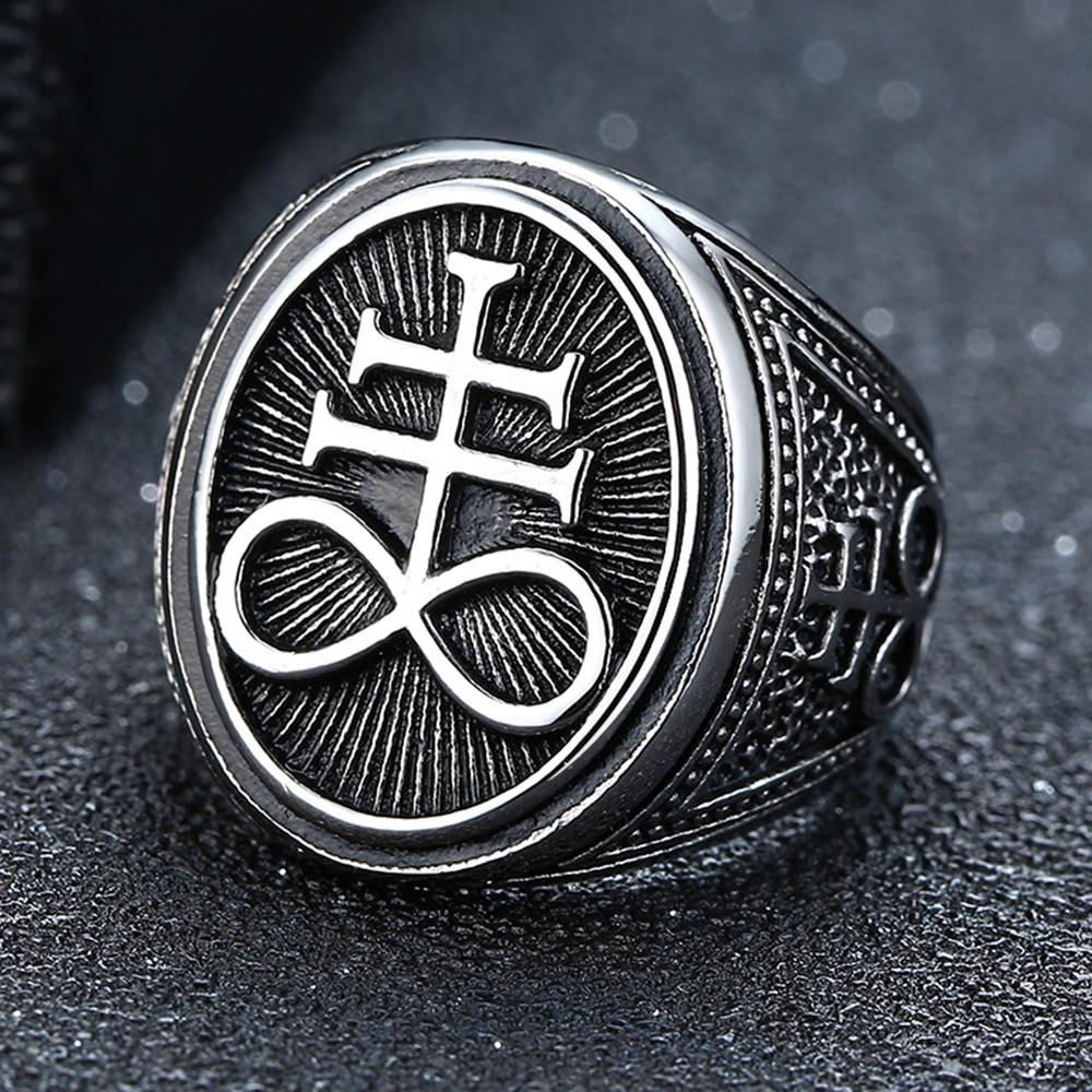 

Vnox Sigil of Lucifer Devil Seal of Satan Stamp Ring for Men Casting Stainless Steel Punk Signet Ring Band 10