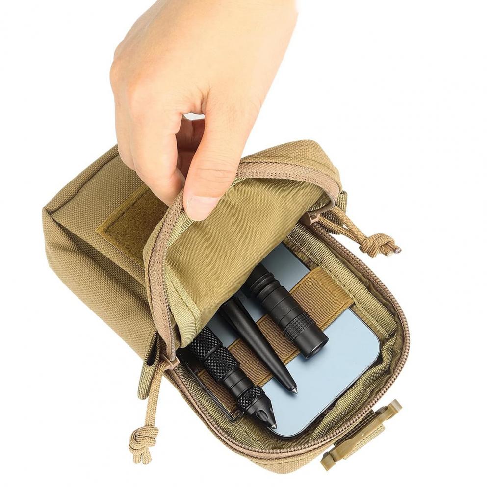 Outdoor Molle Accessory Pouch Backpack Shoulder Strap Attachment Bag Double-Zipper Pocket Molle Tool Pocket
