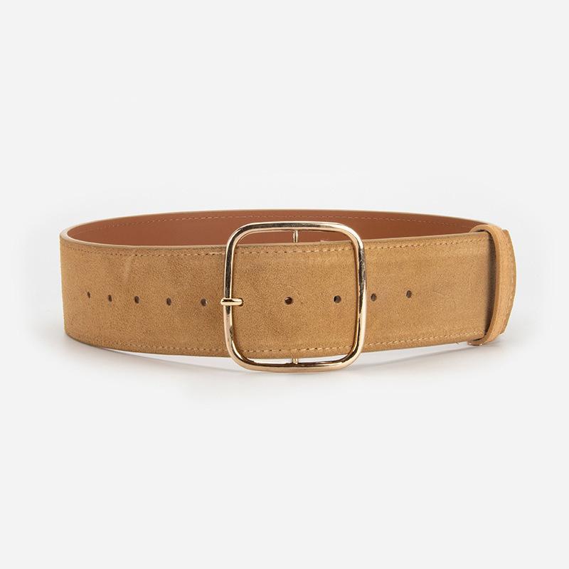 Nieuw leer retro gesp tailleafdichting dames mat suède koeienhuid riem met jas jurk