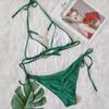Seksowny wycięty diamentowy łańcuszek Zestaw Bikini Stroje kąpielowe Damskie sznurowany trójkątny halter stringi mikro bikini plażowy spice girl strój kąpielowy