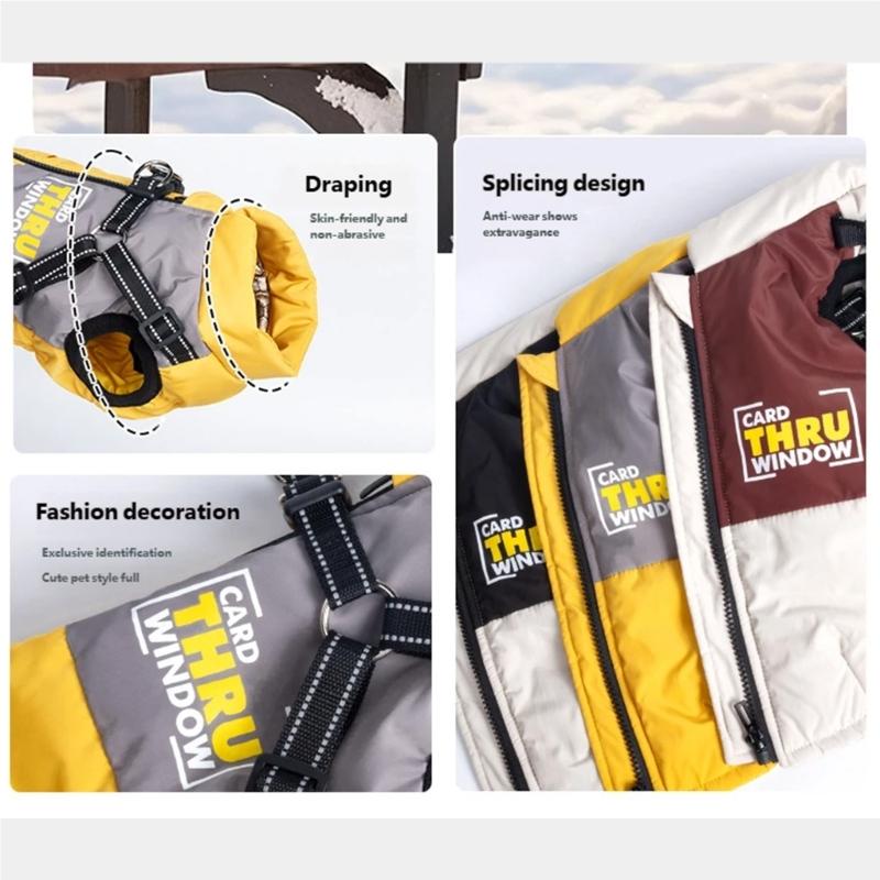 Cold Weather Protections Dog Coat for Large Dog Windproof Comfortable Winter Warm Jackets for Breeds Outdoor Activity