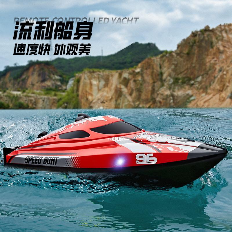 Barcă RC HJ820 2.4Ghz 25KM/H Viteză Mare Telecomandă Cursă Competitivă Simulare Barcă cu Motor Apă Navă Cu Lumini Jucării de Apă