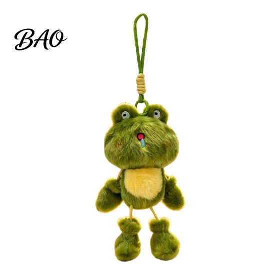 Small Backpack Accessory Funny Frog Plush Keychain with Fragrance & Movable Limbs, Soft Stuffed Animal Expression Keyring Bag Charm for Backpacks