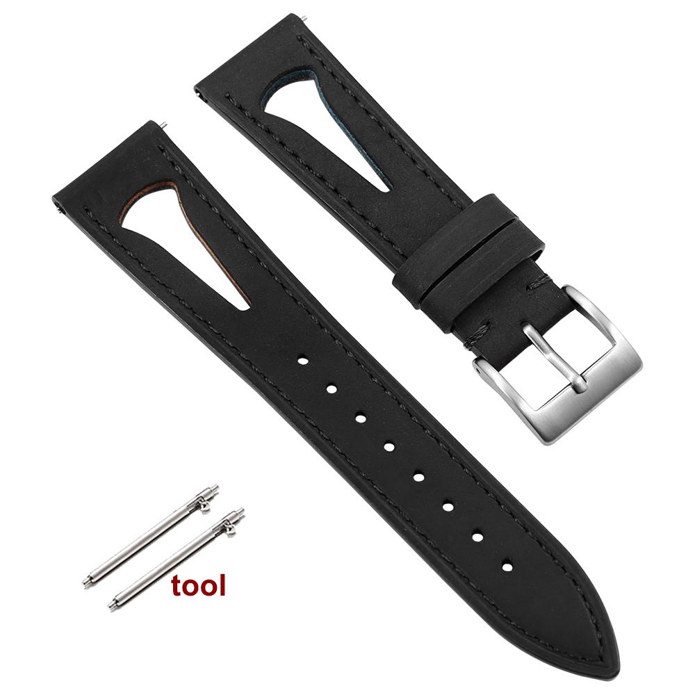 Breathable Genuine Leather Watch Band for Omega Business Crazy Horse Calfskin Strap Sport Bracelet Watchband 20mm 21mm 22mm 24mm