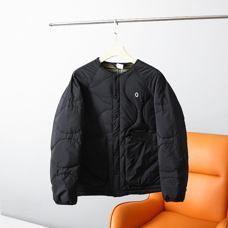 

Зимний пуховик из белого утиного пуха для мужчин и женщин, для улицы, парный, ветрозащитный, водонепроницаемый, спортивный, повседневный, легкий, без воротника, верхняя одежда 170/M чёрный