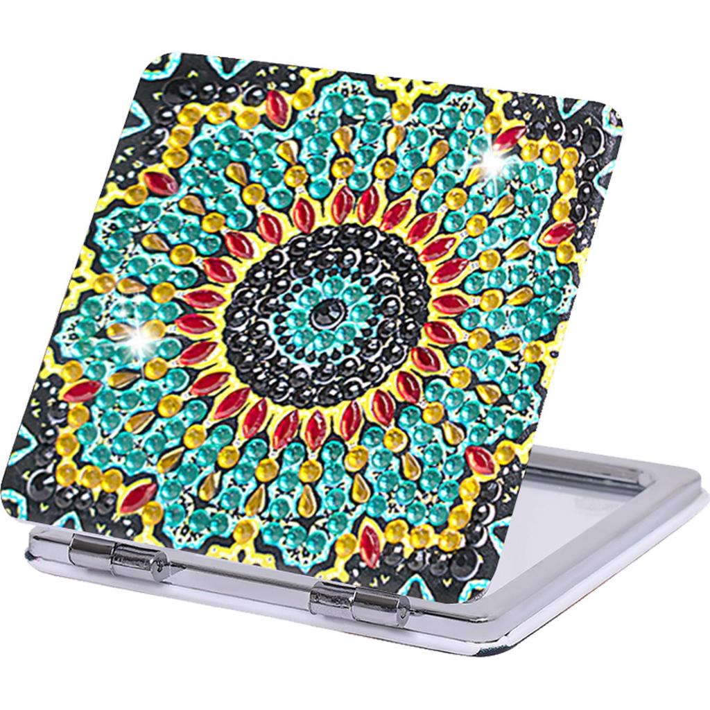 DIY Rhinestone Embroidery Mosaic Makeup Mirror Pocket Mirror Double Side Crystal Diamond Mirror Mandala Special Shaped for Girl