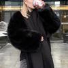 Women's Fashionable Warm Long Sleeve Solid-Color Furry Coat