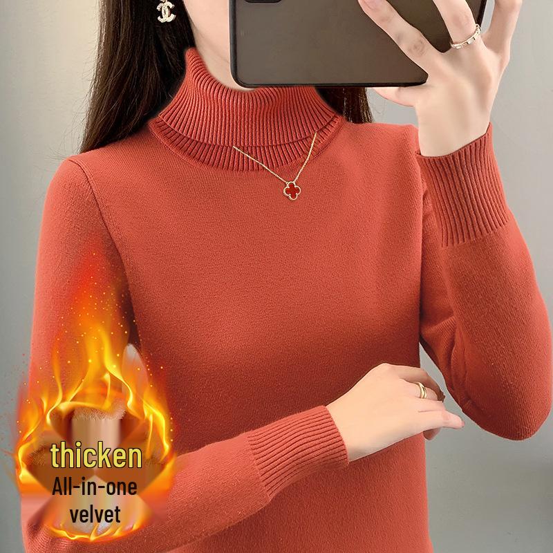 2025 Women's Plus Velvet Knit Base Layer Sweater - Autumn/Winter Thickened One-Piece Top