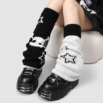 Socks Y2k Star Leggings Black Skull Stacking Socks Wide Leg Flare Jk Calf Socks Girls Mid-calf Socks