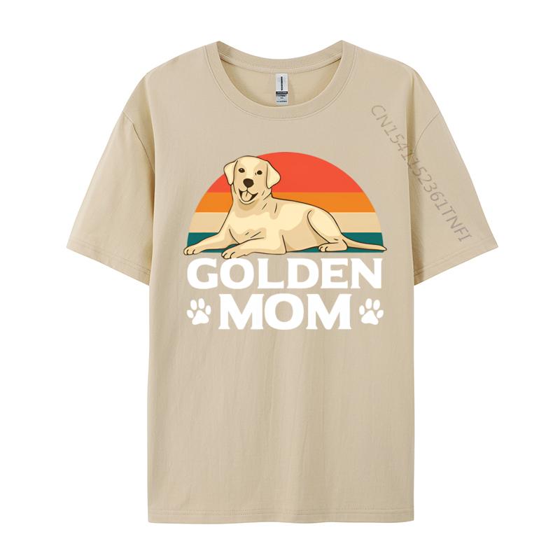 Golden Mom Labrador Retriever Vintage Tshirt Black Tops Shirts New Design Cool Cotton Male Top Tshirts Cosie