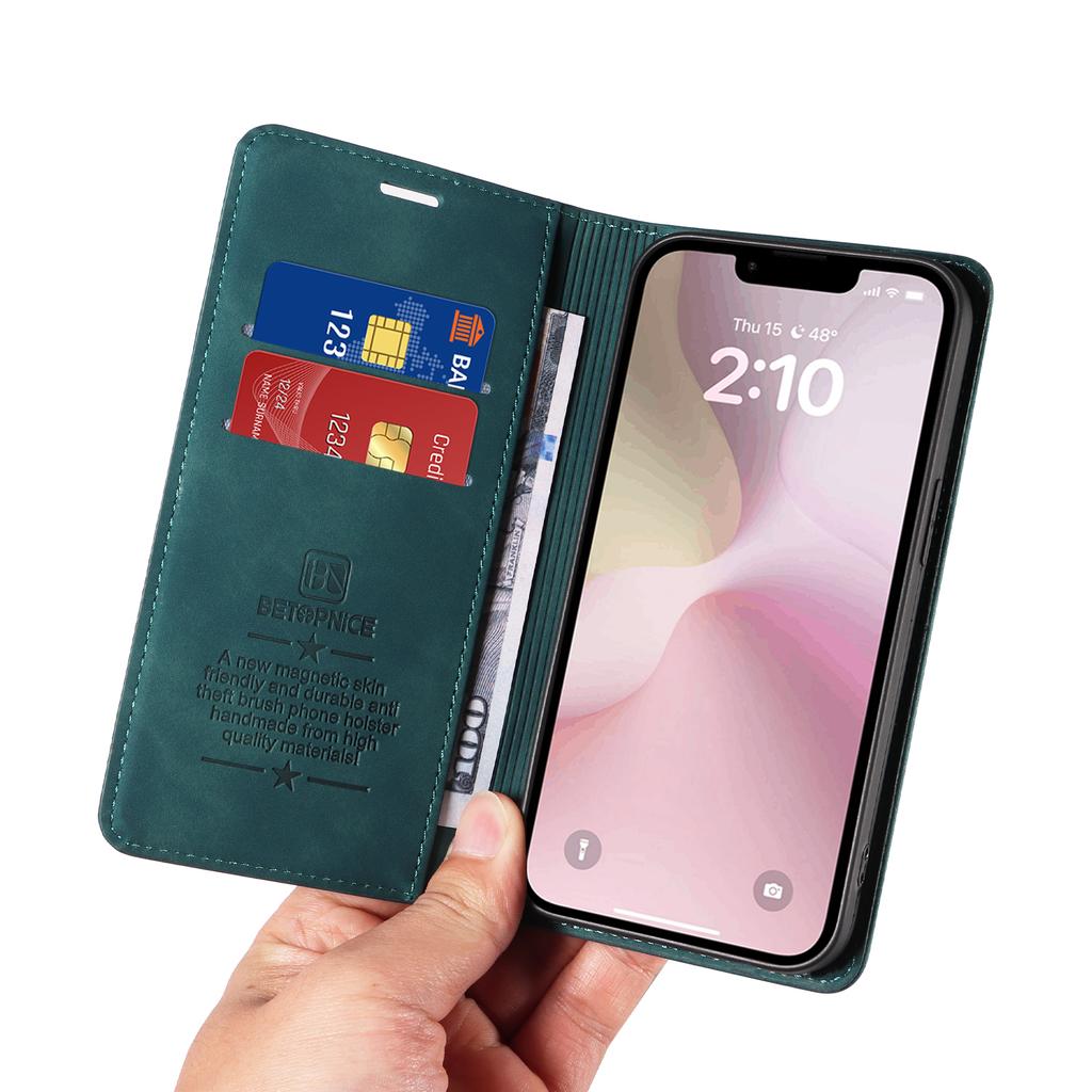 BETOPNICE 003 Do iPhone'a 16e Etui portfelowe Blokowanie RFID Skóra+TPU Odporne na wstrząsy Obudowa telefonu