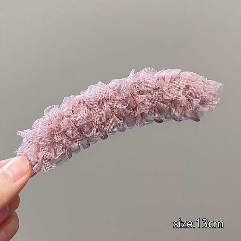 French Chiffon Solid Color Banana Claw Clip Fashion Ponytail Barrettes Large Hair Clip Hairpins Women Hair Accessories Gifts