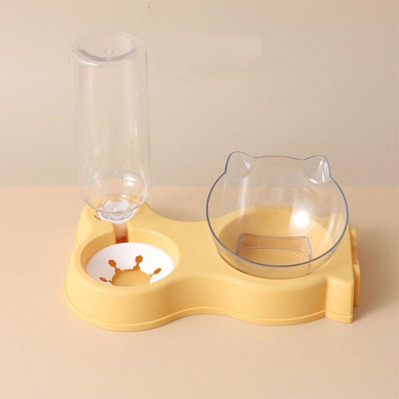 Миска для кошачьего корма 2-в-1 Автоматическая кормушка Все-в-1 Сборная Миска для корма для собак и кошек и Питьевой фонтанчик Питьевая Приподнятая Стоящая Миска
