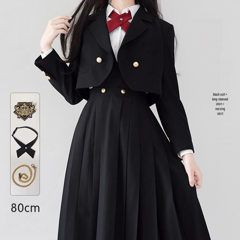 Japonská JK uniforma šaty set: Autentická dlouhá sukně chránící prsa pro mladé dámy od Hu Mu Tao