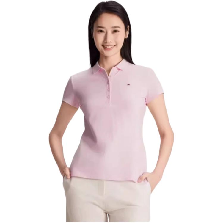 Tommy Hilfiger Plain Color Simple Commuter Micro-Stretch Short Sleeve Polo Shirt Women Tops 76J30738Z6