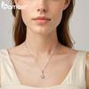 BAMOER 925 Silver Red Heart Charm Ombre Purple Perfume Bottle Pendant for Women DIY Necklace Romantic Gift