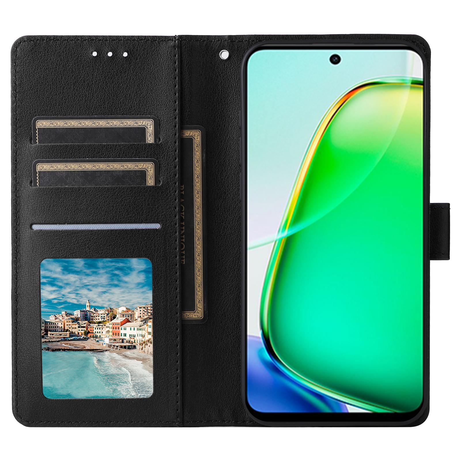 

For vivo Y28 4G Case Wallet Stand View PU Leather Phone Cover Black