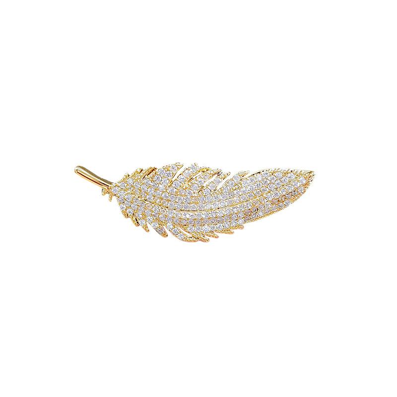 Temperament de ultimă generație, plin de diamante, design broșă cu pene, costum de nișă, corsaj, lumina, ace de lux, ace de guler, accesorii anti-lumină