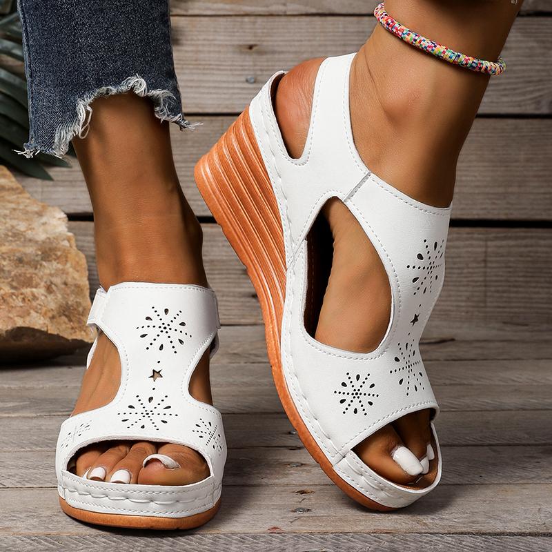 Fashion Women's Summer White Wedge Sandals Plus Size Lightweight Non Slip Walking Sandals Woman Comfortable Casual Beach Shoes for Women
