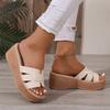 Mode Übergröße Mode Klobige Plateau-Slipper für Damen 2025 Sommer Gewebte Keilabsatz-Sandalen Frau Dicke Sohle Rutschfest Strandschuhe