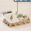 Scalloped Edge Handwoven Storage Basket Rectangular Fruit Basket Desktop Organizer  Bedroom