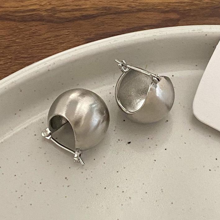 

PONYKISS Sterling Silver Minimalist Wire Drawing Round Hoop Earrings for Women Trendy Fine Geometric Accessories