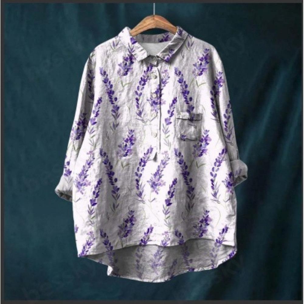 Stampa Floreale Vintage Deliziosa Camicia Casual in Lino