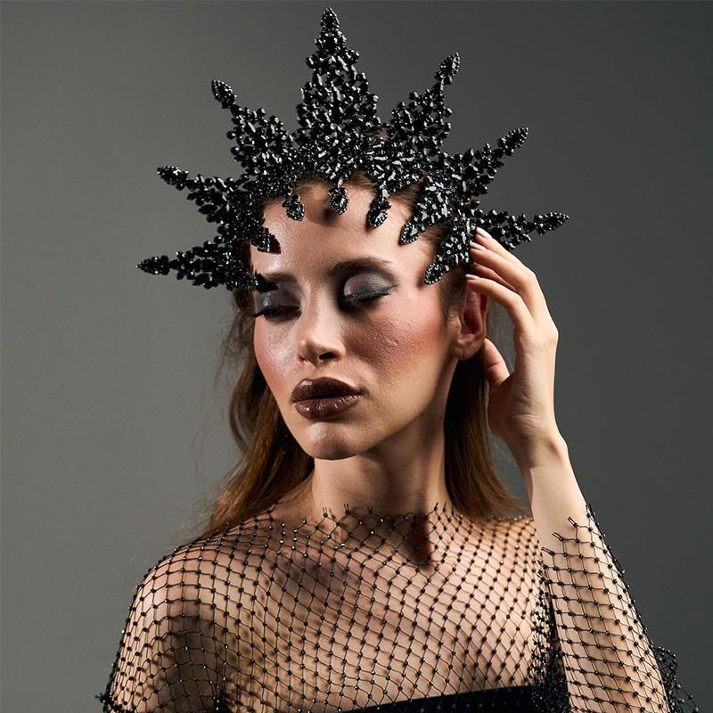 Sun Goddess Rhinestone Headband Exaggerated Tassel Forehead Decoration Halloween Party Hair Accessory Women