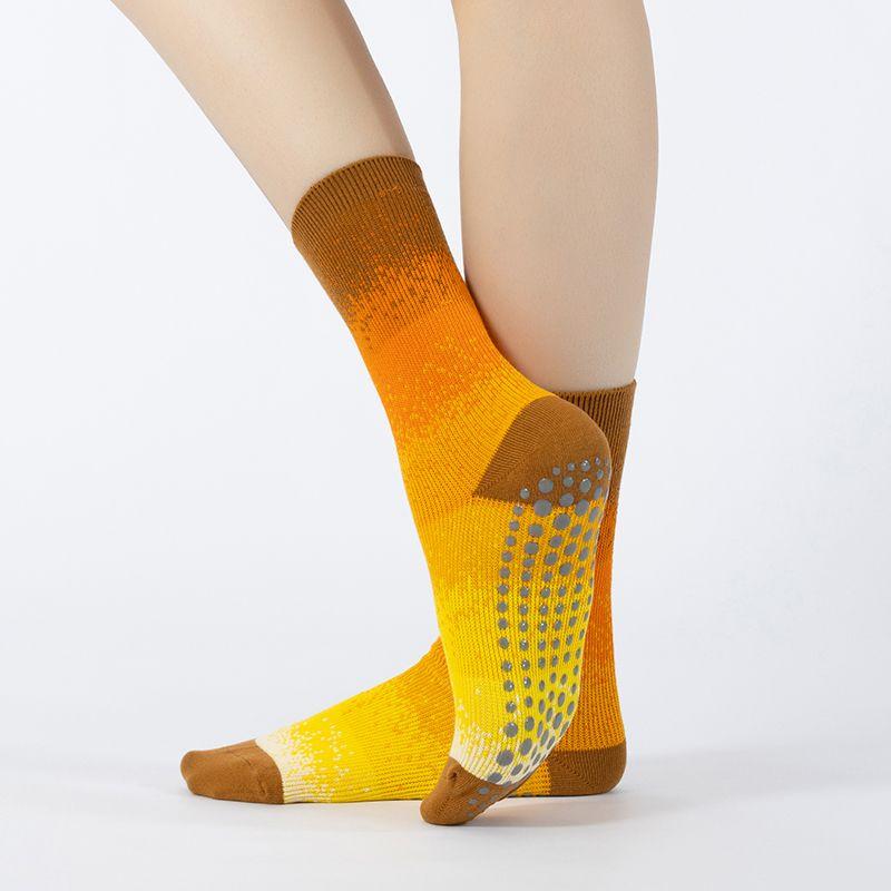 

Yoga Socks Non Slip Professional Female Pilates Special Socks Spring/Summer Gradient Color Dopamine Knee Socks Fitness Athletic Socks Chrome Yellow
