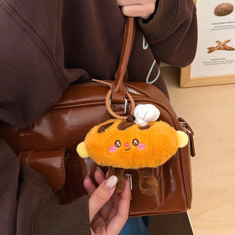 Niedlicher französischer Brotkissen-Stofftier-Schlüsselanhänger Cartoon-Anhänger für Geldbörse Rucksack Geburtstagsgeschenk