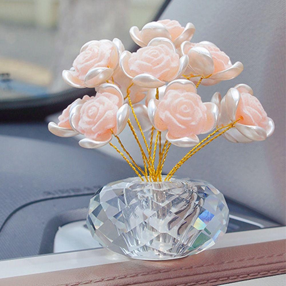 Exquisite Crystal Rose Bouquet Crystal Crafts Mini Crystal Flower Figurine Desktop Ornament