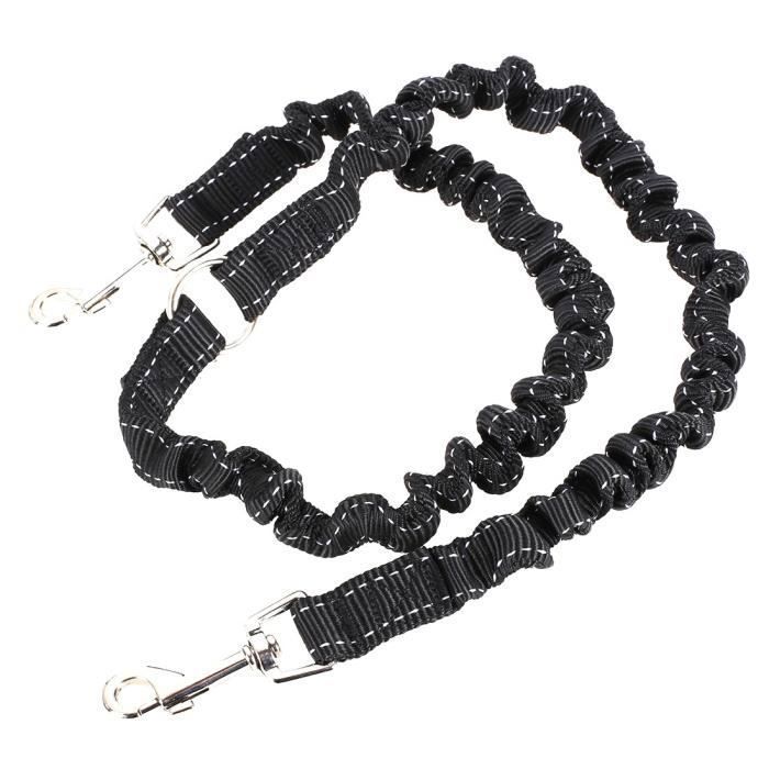 Laisse double pour chien - Duplex - Réglable 50-80cm - Nylon - Capacité 50kg - Multi-positions