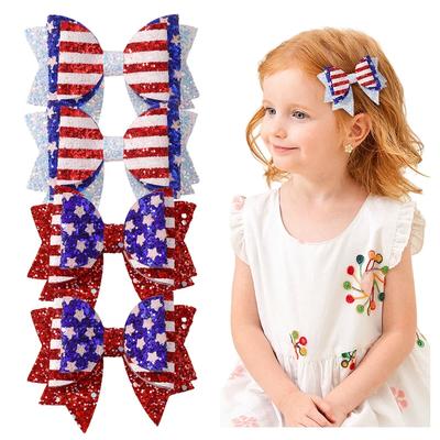 2 pezzi/set Fermagli per capelli per il Giorno dell'Indipendenza per Bambini Fermagli Glitter Moda Accessori per capelli