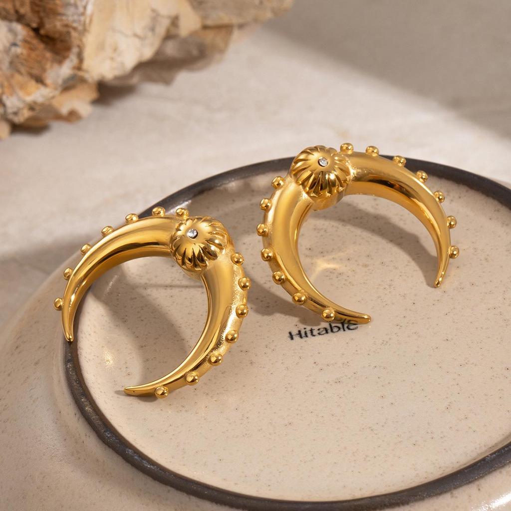 Jieding 18K Stainless Steel Double C Stud Earrings: High-End Niche Titanium Steel Cross-Border Earrings