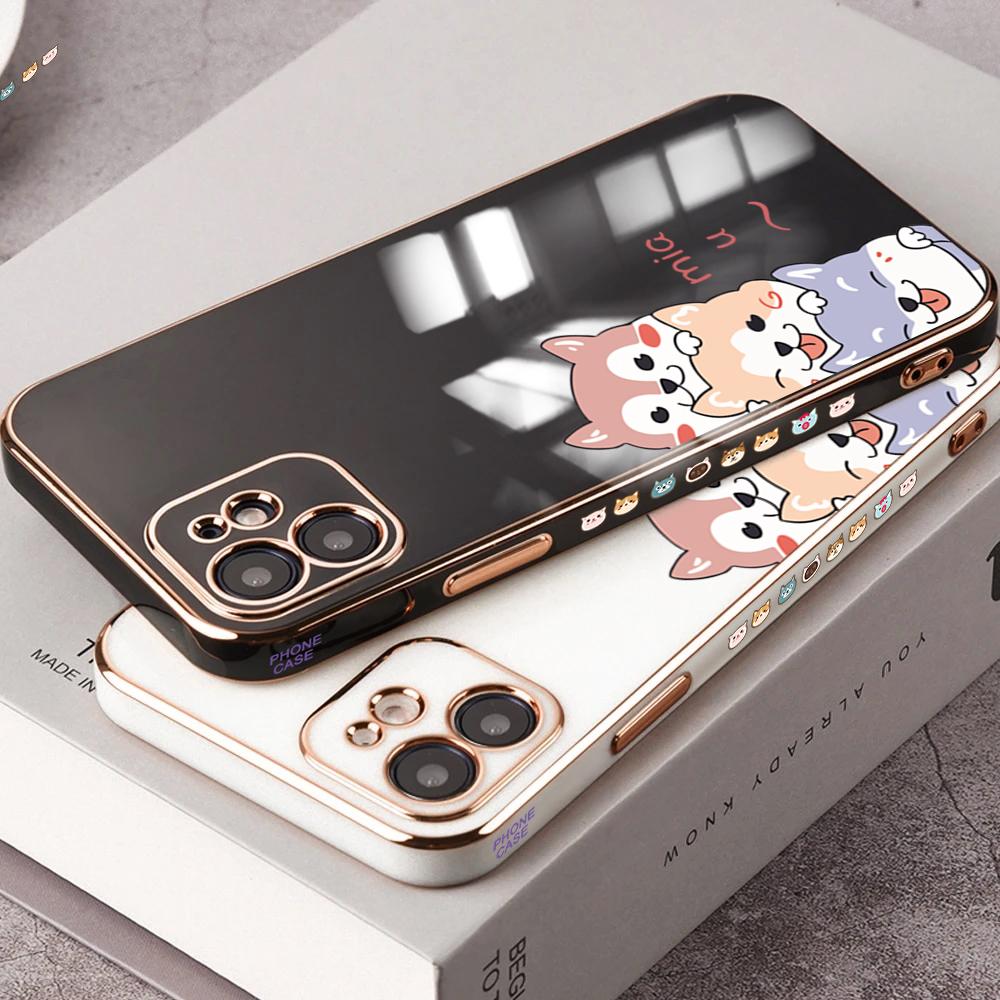 Sevimli Karikatür Köpekler Telefon Kılıfı iPhone 11 13 15 Samsung Galaxy A52 Xiaomi Redmi 12C Not 10 Pro Oneplus Yumuşak Akıllı Telefon Kapak Kılıfları