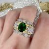 Italian Fashionable Palace Style Hollow Pattern High -End Colorful Gem Ring Lace Pattern Ring 