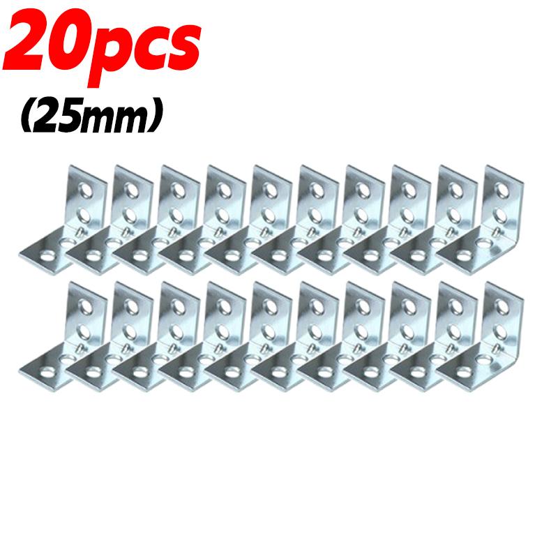 25/60mm 90 Degree L Joint Brackets Furniture Wood Shelf Door Cabinet Fastener Universal Stainless Steel Brace Joint Hardware