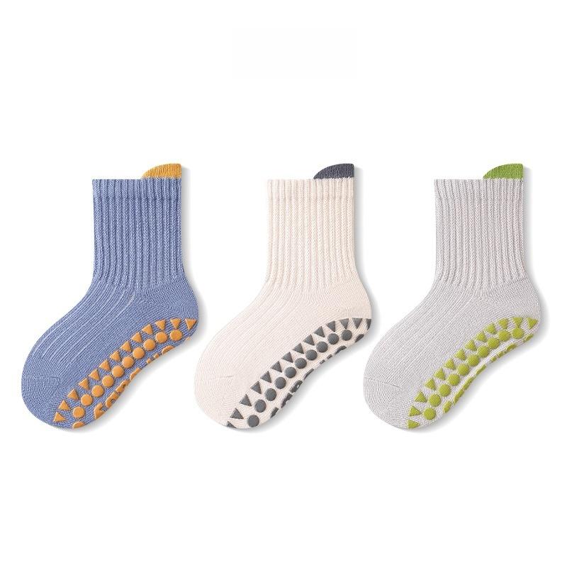 3 Pairs Kids Cotton Socks Boys and Girls Cute Comfortable Breathable Baby Non-slip Floor Socks Spring Autumn For 0-5 Years