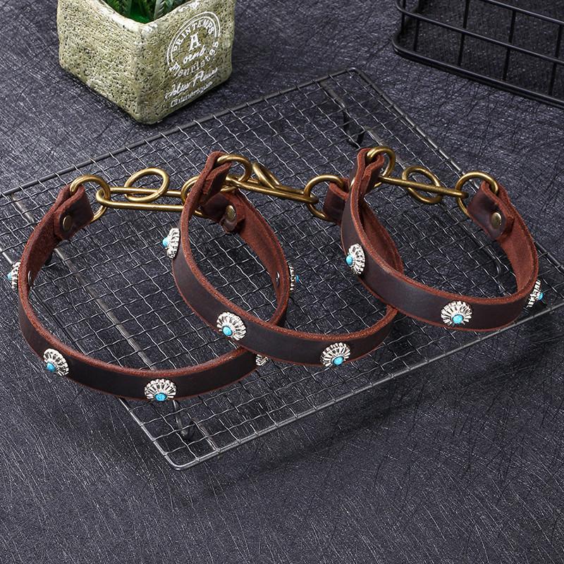 Cowhide Dog Collar Slim Dog Neck Collar Cowhide Dog Neck Collar Gree Whibit Rabit Neck Collar Neck Collar