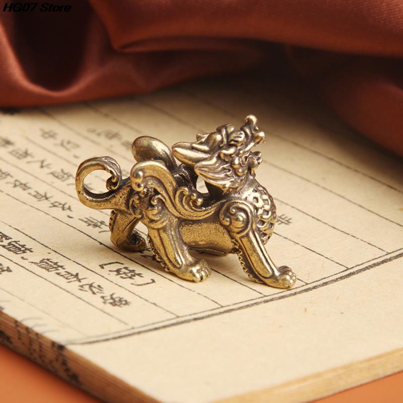 1PC Statue Figurine Kylinsculpture Wealth Brass Decor Prosperity Good Yao Chinese Pi Ornament Qilin Dragon Luck Animal Fengshui