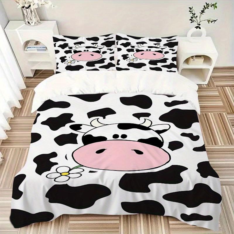3pcs Animal-themed Cow Print Soft and Comfortable Breathability, Bedding Set, Machine Washable, Suitable for All Seasons121