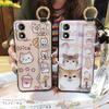 Ring Cartoon Phone Case For MOTO E13 Dirt-resistant Kickstand Waterproof Shockproof Wristband Cute Anti-knock Anti-dust
