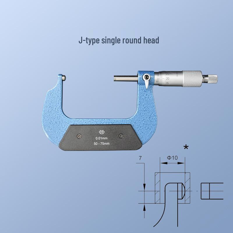 Blue Precision Carbide Alloy Spiral Micrometer Caliper 0-25mm, 0.01mm Resolution, Industrial-Grade Wall Thickness Measurement