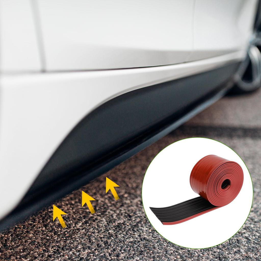 HOPESPANNER Universal X Car Side Skirt Adjustable Side Edge Guard 1 13' 3.74" Protector, PVC, Piece, Black/Red