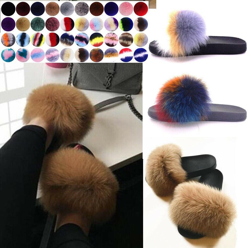 Cozy Women's Girls' Fur Slides With Premium Quality Fuzzy Furry Slippers Design