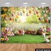 2D Spring Easter Backdrop - Floral Garden Easter Eggs & Rabbit Banner for Easter Celebration Photoshoot