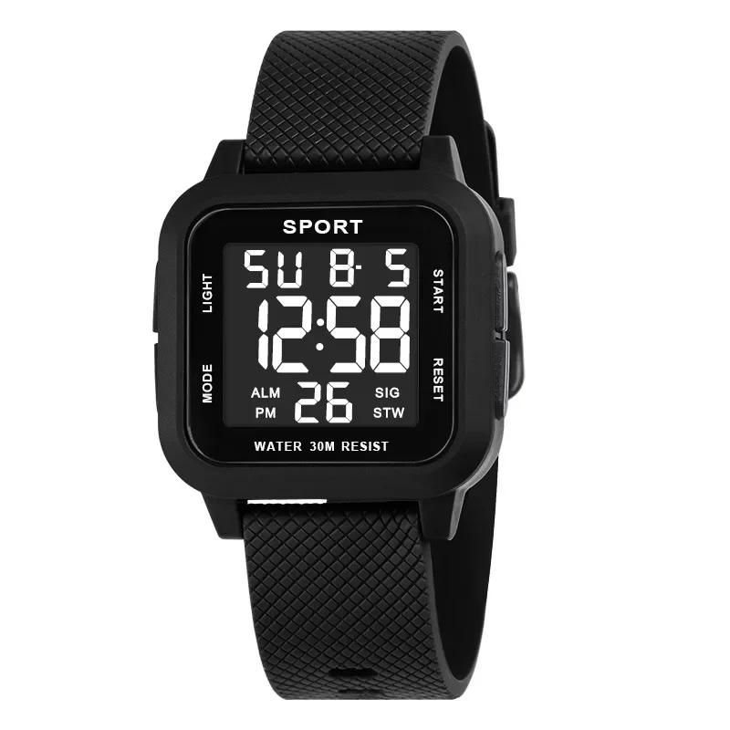 Herren Sportuhr Hintergrundbeleuchtung Anzeige Countdown Herren Digitaluhren 3Bar Wasserdicht Militäruhr Alarm Armbanduhr
