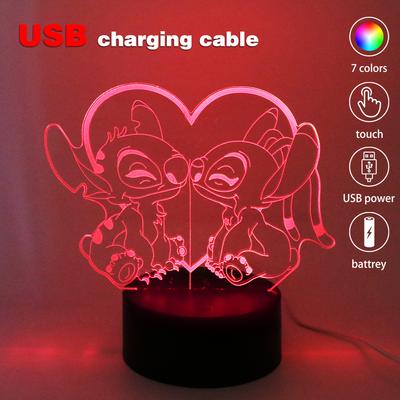 Led Cute Touch Lamp Anime Stitch Gaming Bedroom Decoration Usb Night Lights Kids Birthday Personalized Gift Aesthetic Room Decor